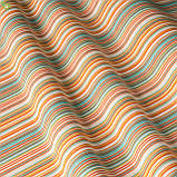 Скатертина бавовна тефлон водовідштовхувальна гідрофобна просочування в смужку оранжево-жовтого кольору, фото 2