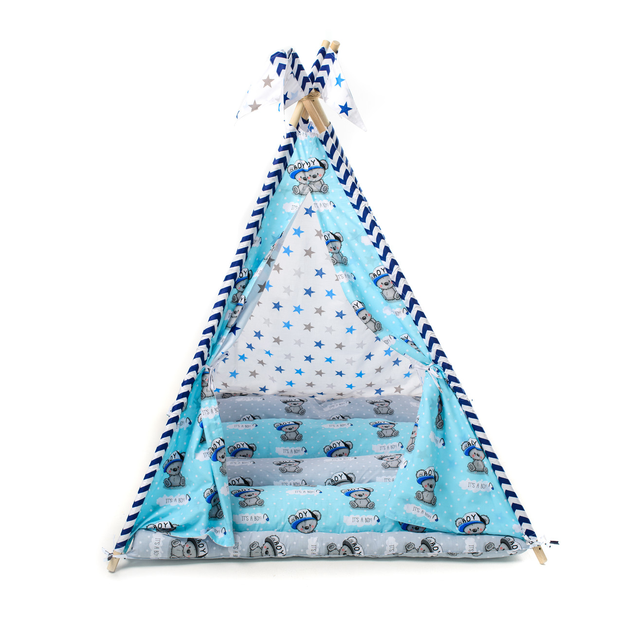 Вигвам детский палатка для дома с матрасом и подушками Звезды - фото 1 - id-p1282822841