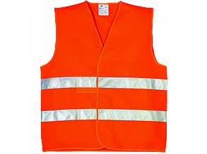 Жилет сигнальний жовтогарячий 120 г зі світловідбивною стрічкою
