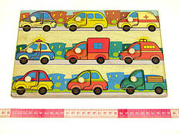 Дерев'яна іграшка Дошка вкладки Машинки Підбери Дверцю, вік від 1 року, матеріал - дерево