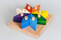 Деревянная игрушка пирамидка - мозаика "Цветик - семицветик"