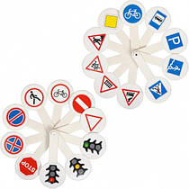 Навчальне віяло: дорожні знаки (Козлов), розмір 12 см Х 5,5 см, пластик