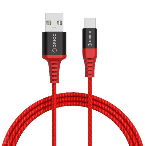 Кабель зарядний Orico Type-C 2.4 А для зарядки і передачі даних 1M Red (HTK-10-RD)