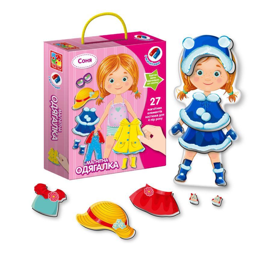 Ігра магнітна - одягалка "Соня" Vladi Toys, для дітей від 3 років, матеріал - картон