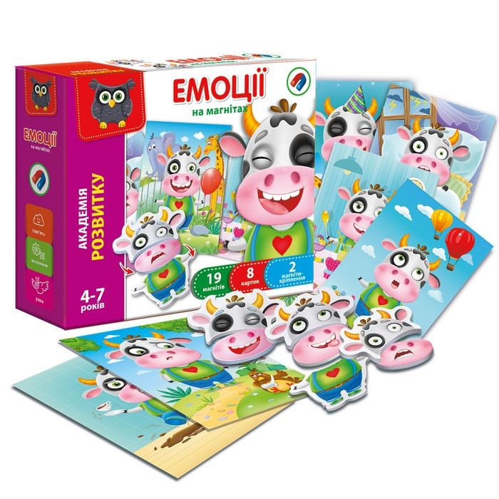 Магнітна гра "Емоції" Vladi Toys, 12 карток, для дітей від 3 років
