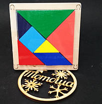 Дерев’яна гра - головоломка Танграм 12х12, 90077 Розумний Лис, розмір 12х12 см, матеріал - дерево