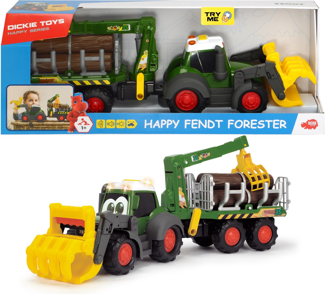Трактор лісника Dickie Toys "Хеппі. Фендт" з краном зі звуком і світловими ефектами 65 см (3819003)