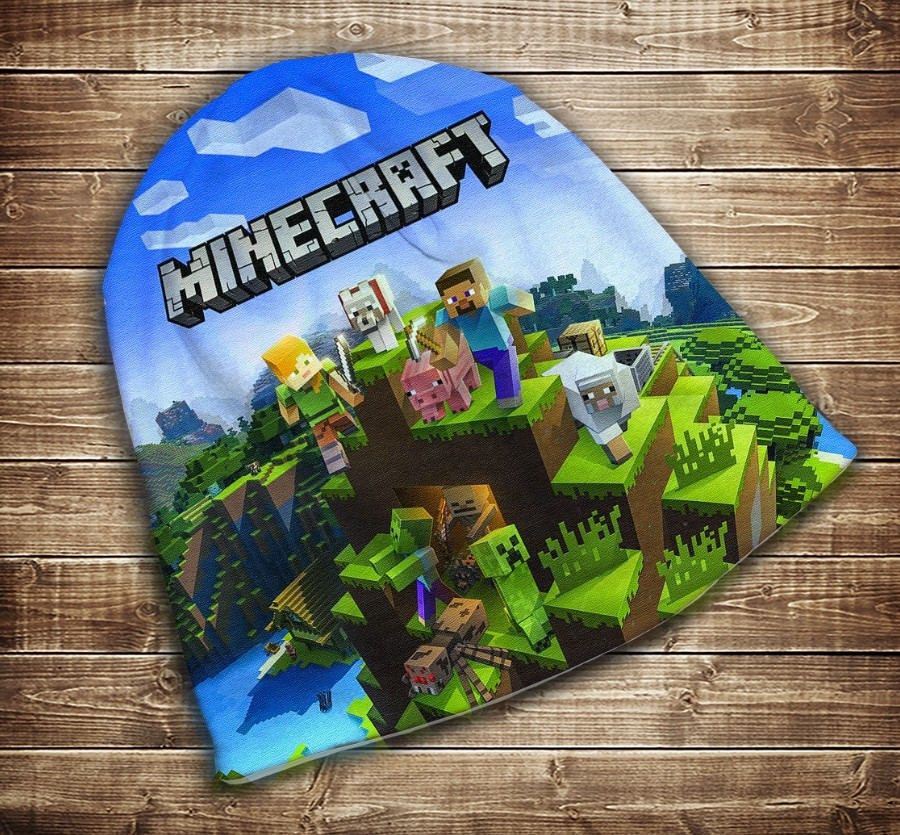 Шапка з 3D принтом Майнкрафт Minecraft на горі 52-54, фото 1