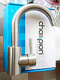 CHAMPION SUS-001 Змішувач для умивальника.  Неіржавка сталь (з підводкою), фото 2