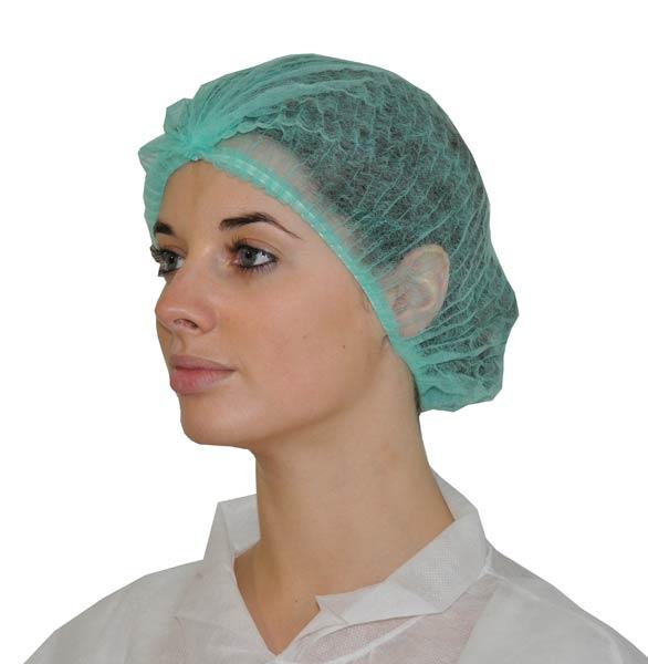 Шапочки одноразові із спанбонду зелені Mercator Medical  (100 шт/уп)