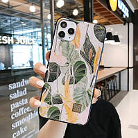 Чехол бампер на Iphone XR. Силиконовый чехол накладка на Айфон XR, Листья пальмы
