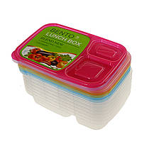 Пластикові контейнери для їжі 3 відділення з кришками - набір 7 шт.