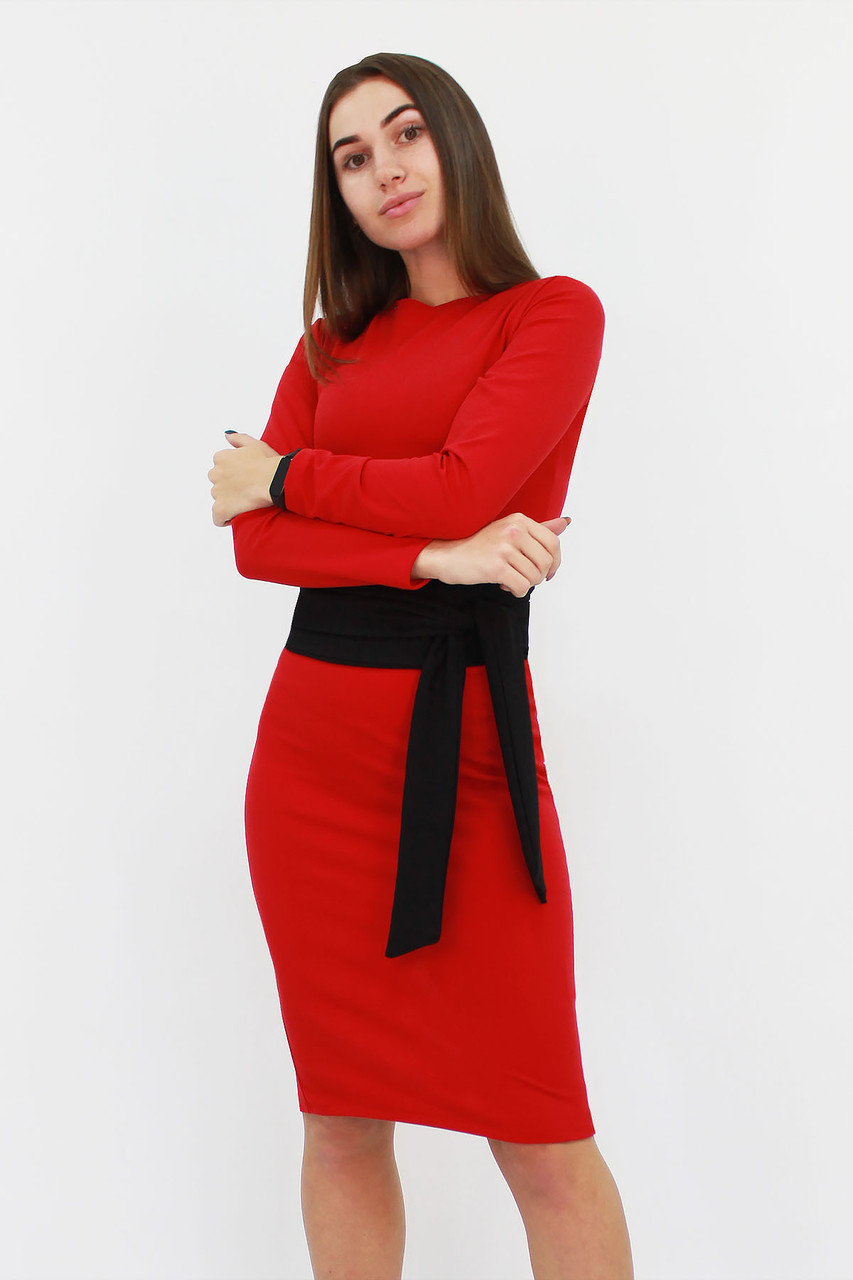 Жіноче класичне плаття з поясом Karina, червоний