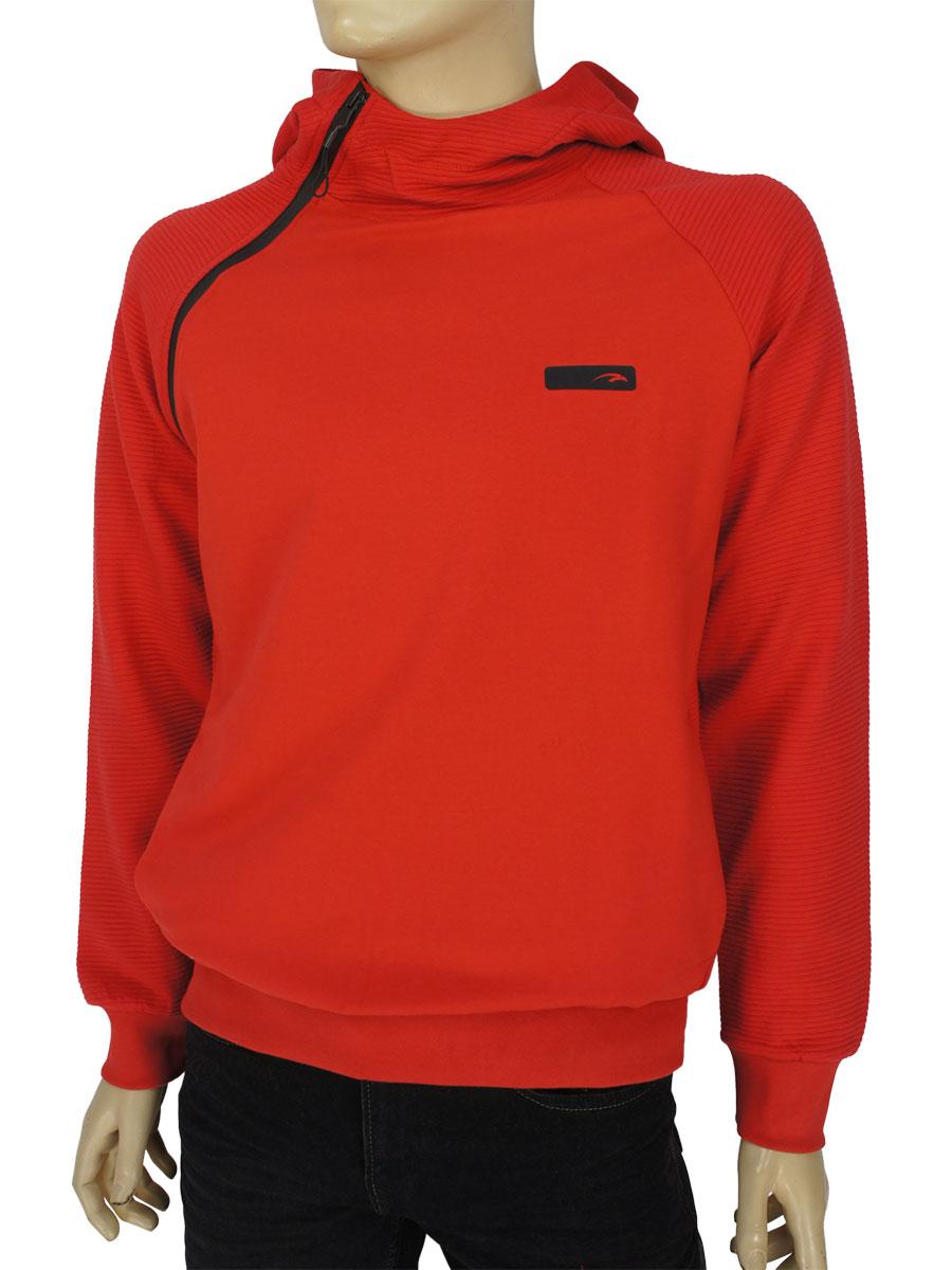 Якісний чоловічий батник з капюшоном Maraton w1918356 Red в червоному кольорі