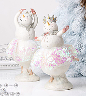 Набір із 2 новорічних статуеток Сніговики Подружки