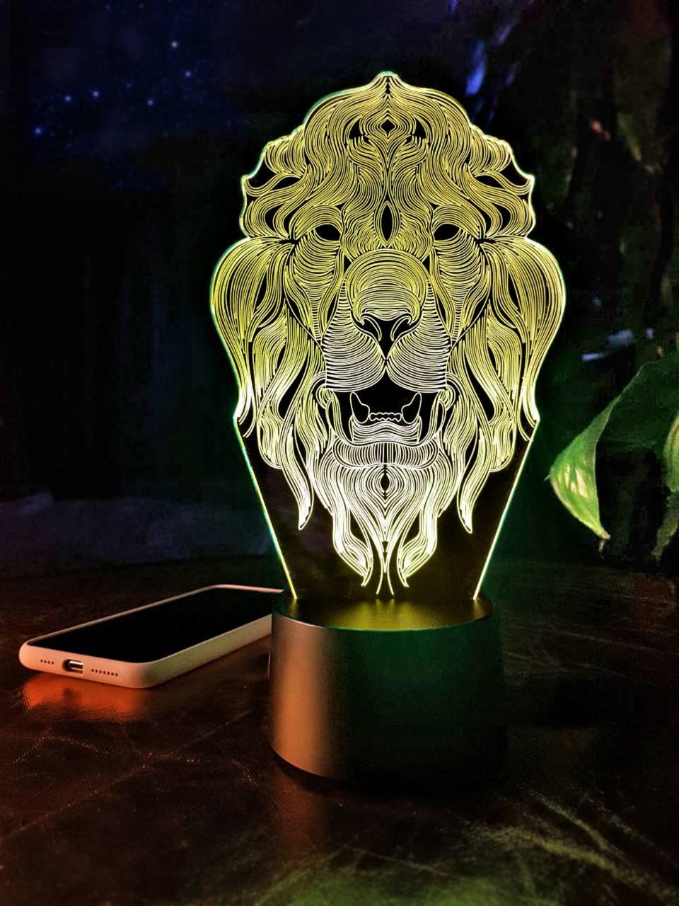 Змінна пластина для 3D-світильників "Лев 2" 3DTOYSLAMP, фото 1