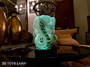 Дитячий 3d світильник "Кобра" 3DTOYSLAMP