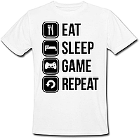 Футболка "Eat Sleep Game Repeat" (белая)