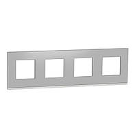 Рамка 4-постова алюміній Unica New Pure Schneider Electric NU600880