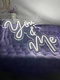 Неоновий напис на весілля "You & Me" на акриловій основі Manific Decor, фото 5