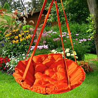 Подвесное кресло гамак для дома и сада 120 х 120 см до 250 кг оранжевого цвета