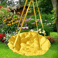 Подвесное кресло гамак для дома и сада 120 х 120 см до 250 кг желтого цвета
