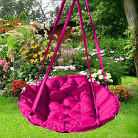 Подвесное кресло гамак для дома и сада 80 см до 100 кг розового цвета с прямоугольной подушкой без подставки