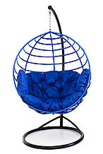Підвісне крісло кокон для дому та саду з великою подушкою до 150 кг синього кольору в синьому коконі без