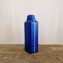 Синій пластиковий флакон 1 літр. Пластикова каністра для промислової хімії, моторної оливи.