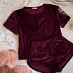 Жіноча велюрова піжама футболка і шорти, фото 6