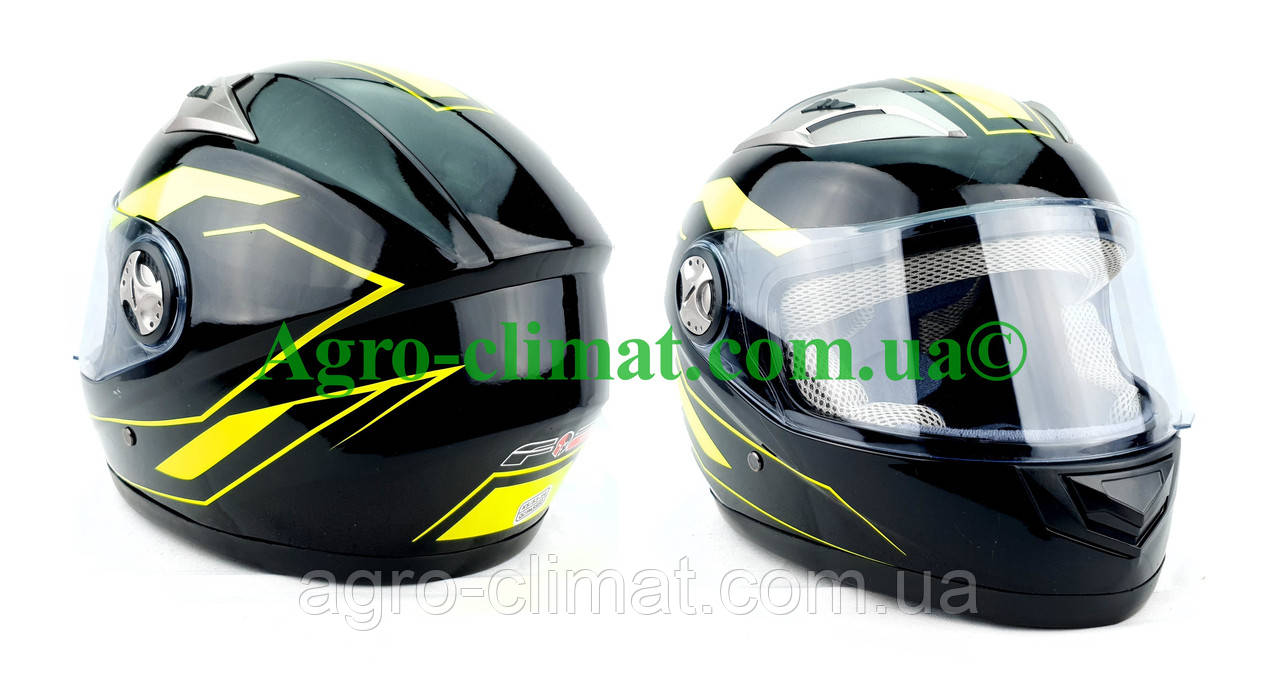Шолом для мотоциклів Hel-Met F2-830 чорний глянець Neon Розмір M/L
