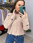 Жіночий стильний светр укорочений із вишивкою (у кольорах), фото 8