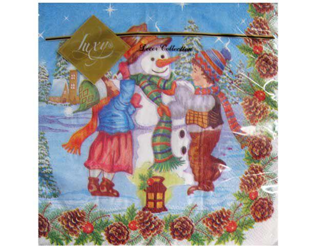 Святкова серветка (ЗЗхЗЗ, 20шт) LuxyНГ Сніговик святковий (802) (1 пач.)