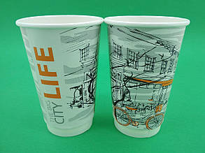 Стакан картонний 2х шаровий 505мл " малюнок (25 шт)