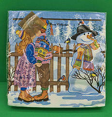 Новорічна серветка (ЗЗхЗЗ, 20шт) LuxyНГ Новорічний поцілунок (851) (1 пач.)