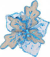 Новорічний декор квітка пуансеттії Yes Fun Шик-модерн 28х28см напівпрозорий білий (750295)