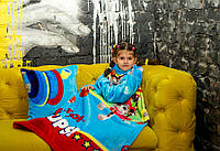 Детский плед с рукавами из микрофибры Патруль голубой 125х80 см