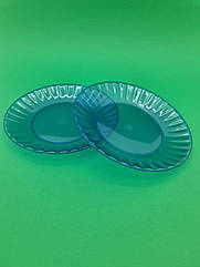 Тарілка склоподібна діаметр 205 мм, блакитна 10 шт//уп