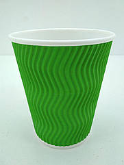 Стакан гофрований 400 мл Зелений (уп./15 штук)