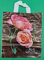 Пакет із петльовою ручкою, спр. ламінір."Троянди" (30х35+3) 80мк КВС (50 шт.)