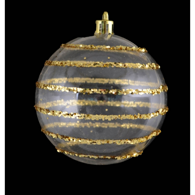 Ялинкова прикраса куля Yes Fun смугастий з глітером d-8см (972880)