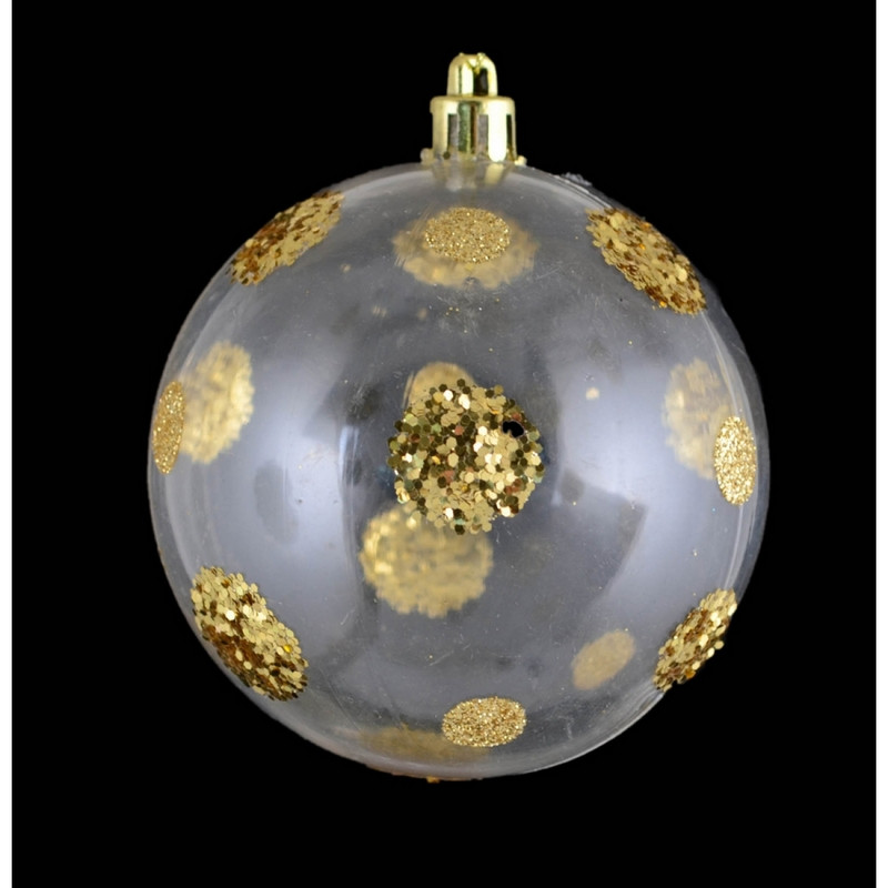Ялинкова прикраса куля Yes Fun з колами гліттера d-8см прозорий (972878)