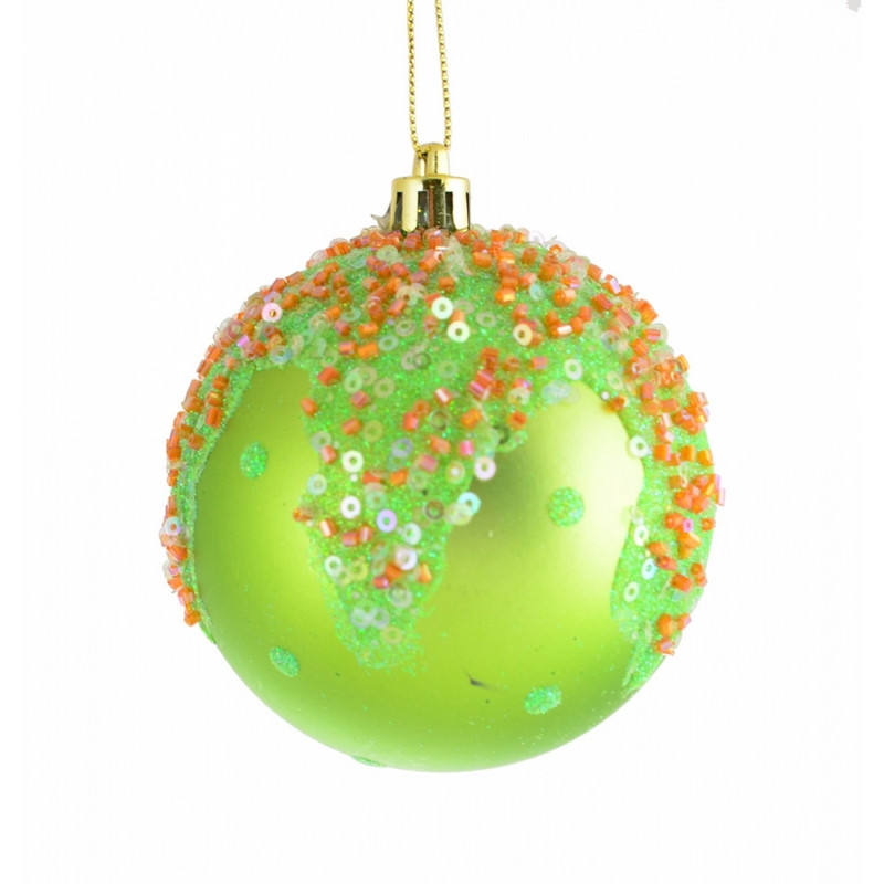 Ялинкова прикраса куля Yes Fun Карамель з бісером d-8см зелений (972816)
