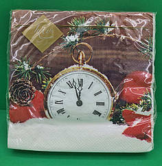 Праздничная салфетка (ЗЗхЗЗ, 20шт) LuxyНГ Праздничные часы (1 пач)