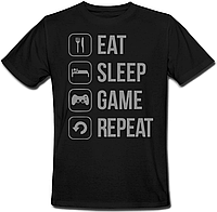 Футболка "Eat Sleep Game Repeat" (чёрная)