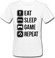Женская футболка "Eat Sleep Game Repeat" (белая)