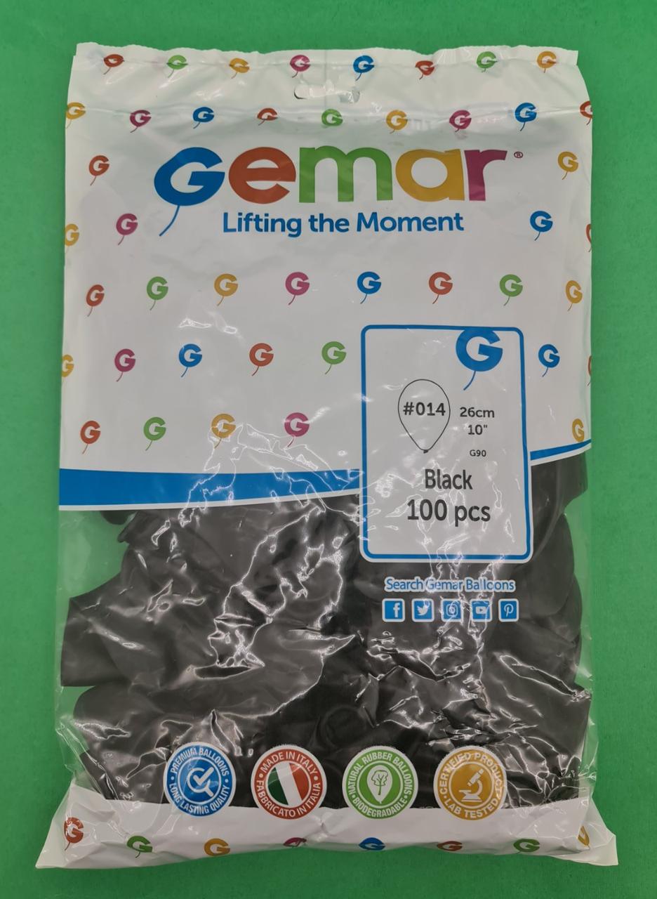 Повітряні кульки 10" (25 см) пастель чорний Gemar 100 шт (1 пачка), фото 1