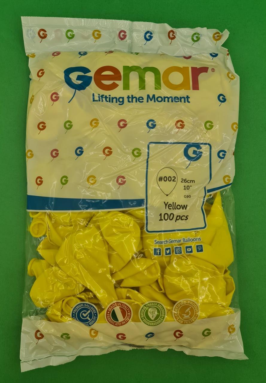 Повітряні кульки 10" (25 см) пастель жовтий Gemar 100 шт (1 пачка), фото 1