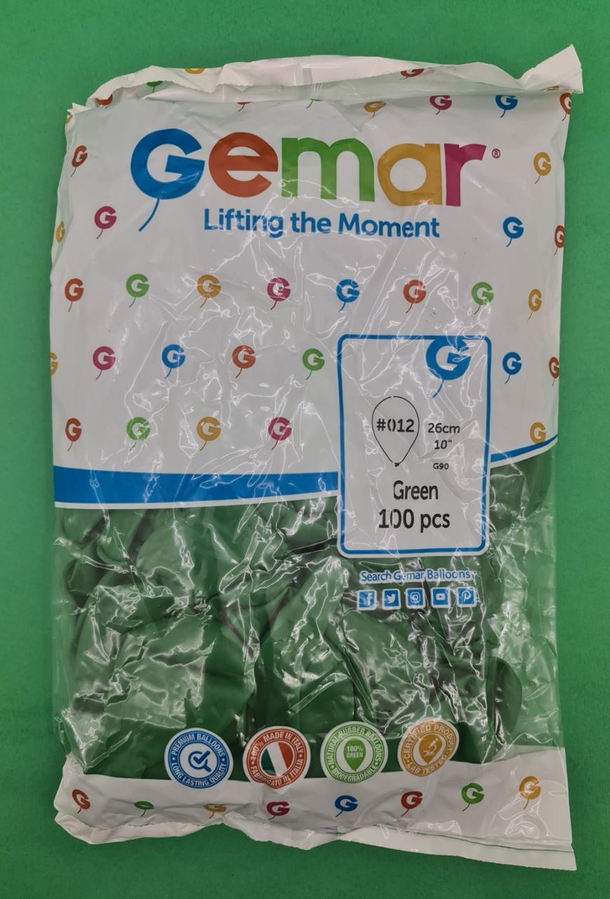 Повітряні кульки 10" (25 см) пастель зелений Gemar 100 шт (1 пачка)