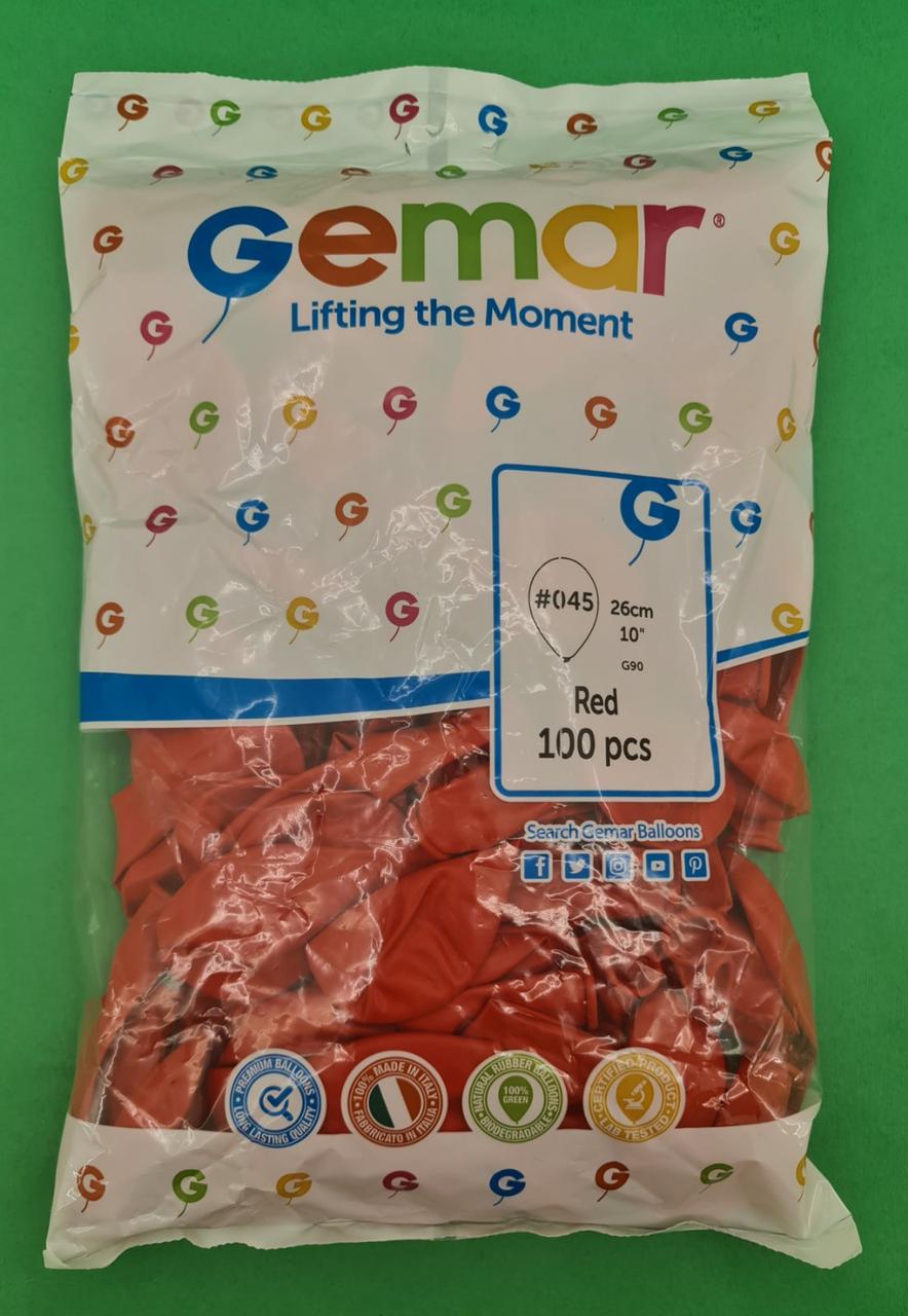 Повітряні кульки 10" (25 см) пастель червоний Gemar 100 шт (1 пачка), фото 1